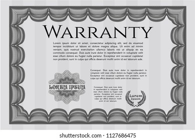 Grey Warranty template. With linear background. Elegant design. Customizable, Easy to edit and change colors. 