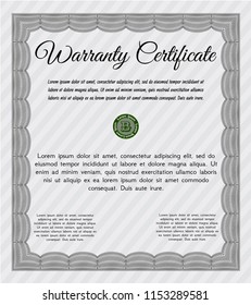 Grey Warranty template. With linear background. Detailed. Retro design. 