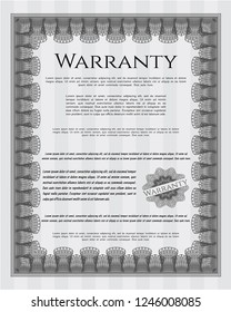 Grey Warranty template. With linear background. Sophisticated design. Detailed. 