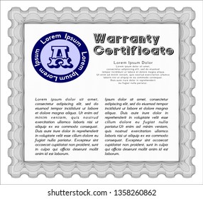 Grey Warranty template. With linear background. Vector illustration. Lovely design. 