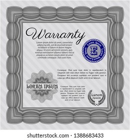 Grey Warranty template. With linear background. Detailed. Money style design. 