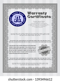 Grey Warranty template. With linear background. Beauty design. Vector illustration. 