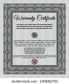 Grey Warranty template. With linear background. Money style design. Customizable, Easy to edit and change colors. 
