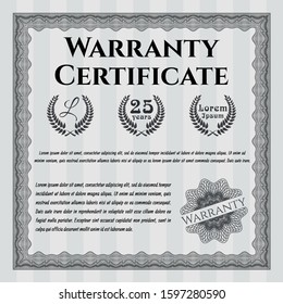 Grey Warranty template. With linear background. Detailed. Superior design. 