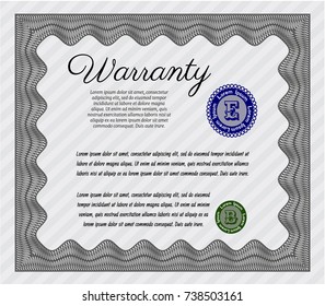 Grey Warranty template. With linear background. Detailed. Modern design. 