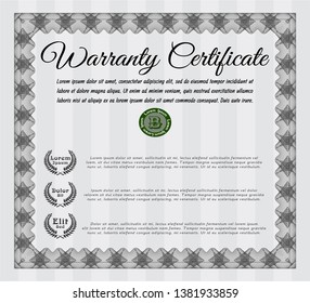 Grey Warranty template. Lovely design. With background. Customizable, Easy to edit and change colors. 