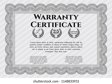 Grey Warranty template. Money Pattern design. With guilloche pattern. Customizable, Easy to edit and change colors. 