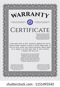 Grey Warranty template. Money Pattern design. With linear background. Detailed. 