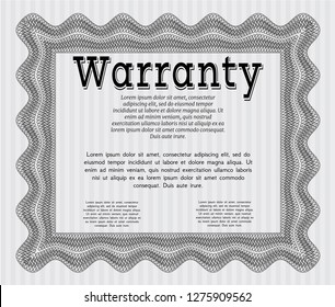 Grey Warranty template. Money Pattern. Detailed. Printer friendly. 