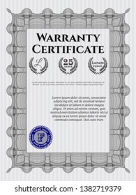 Grey Warranty template. Money Pattern. Printer friendly. Customizable, Easy to edit and change colors. 