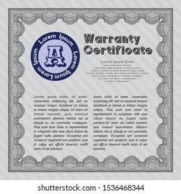 Grey Warranty template. Money Pattern. Printer friendly. Customizable, Easy to edit and change colors. 