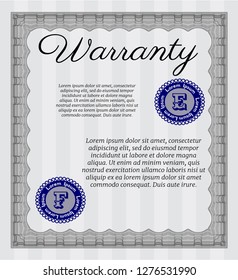 Grey Warranty template. Money style design. Customizable, Easy to edit and change colors. With guilloche pattern. 
