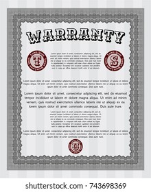 Grey Warranty template. Money style design. With linear background. Detailed. 