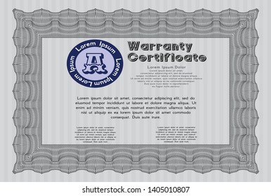 Grey Warranty template. Nice design. Customizable, Easy to edit and change colors. With complex linear background. 