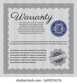 Grey Warranty template. Perfect design. With linear background. Detailed. 