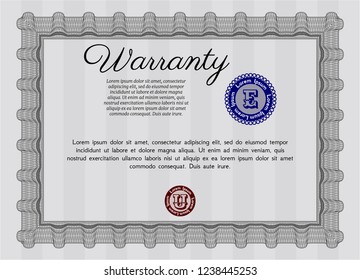 Grey Warranty template. Printer friendly. Money Pattern. Vector illustration. 