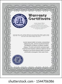 Grey Warranty template. Printer friendly. Vector illustration. Money Pattern design. 