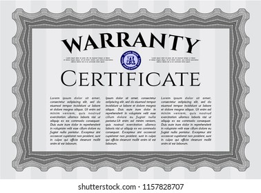 Grey Warranty template. With quality background. Retro design. Detailed. 