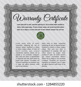 Grey Warranty template. With quality background. Vector illustration. Lovely design. 