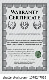 Grey Warranty template. With quality background. Money Pattern. Detailed. 