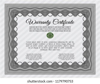 Grey Warranty template. Retro design. Detailed. Complex background. 