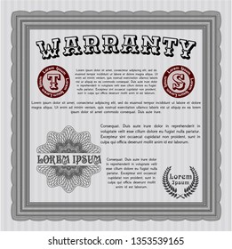 Grey Warranty template. Retro design. With background. Vector illustration. 