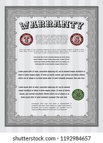 Grey Warranty template. Sophisticated design. With background. Detailed. 