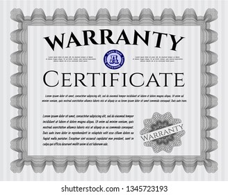 Grey Warranty template. Superior design. Detailed. With great quality guilloche pattern. 