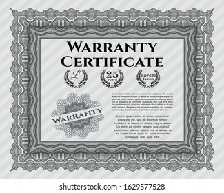 Grey Warranty template. Vector illustration. Easy to print. Money design. 