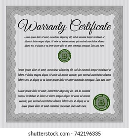 Grey Warranty template. Vector illustration. With quality background. Lovely design. 
