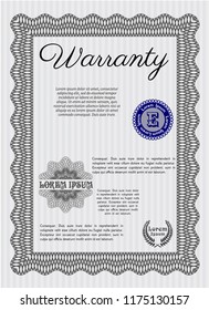 Grey Warranty. Vector illustration. Complex background. Excellent design. 