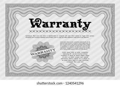 Grey Warranty. Vector illustration. With complex background. Artistry design. 