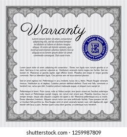 Grey Warranty. Vector illustration. With complex linear background. Lovely design. 