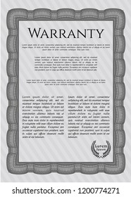 Grey Warranty. Vector illustration. Printer friendly. Money style design. 