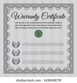 Grey Warranty. Vector illustration. Printer friendly. Money Pattern design. 