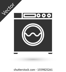 Grey Washer icon isolated on white background. Washing machine icon. Clothes washer - laundry machine. Home appliance symbol.  Vector Illustration