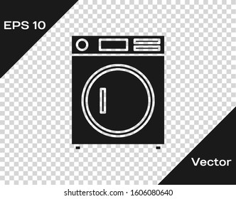 Grey Washer icon isolated on transparent background. Washing machine icon. Clothes washer - laundry machine. Home appliance symbol.  Vector Illustration