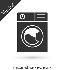 Grey Washer icon isolated on white background. Washing machine icon. Clothes washer - laundry machine. Home appliance symbol. Vector.