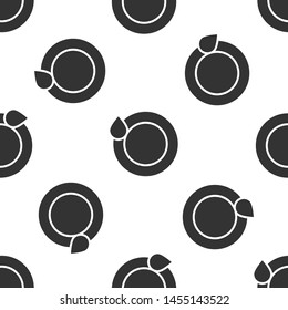 Grey Washing dishes icon isolated seamless pattern on white background. Plate and sponge. Cleaning dishes icon. Dishwasher sign. Clean tableware sign.  Vector Illustration