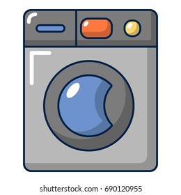 Grey washing machine icon. Cartoon illustration of grey washing machine vector icon for web design