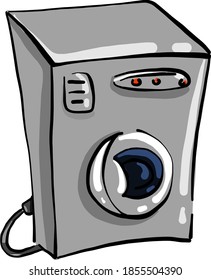 Lavadora gris, ilustración, vector sobre fondo blanco