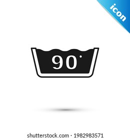 Grey Washing under 90 degrees celsius icon isolated on white background. Temperature wash.  Vector