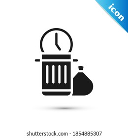 Grey Waste of time icon isolated on white background. Trash can. Garbage bin sign. Recycle basket icon. Office trash icon.  Vector