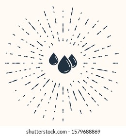 Grey Water drop icon isolated on beige background. Abstract circle random dots. Vector Illustration