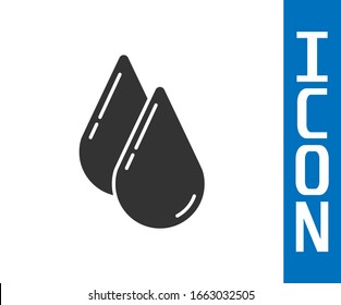 Grey Water drop icon isolated on white background.  Vector Illustration
