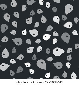 Grey Water drop icon isolated seamless pattern on black background.  Vector Illustration