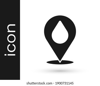 Grey Water drop with location icon isolated on white background.  Vector Illustration