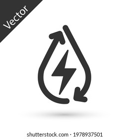 Grey Water energy icon isolated on white background. Ecology concept with water droplet. Alternative energy concept.  Vector