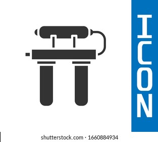 Graues Wasserfilter-Symbol einzeln auf weißem Hintergrund. System zur Filtration von Wasser. Reverse-Osmose-System. Vektorillustration-Illustration