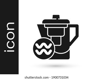 Grey Water jug with a filter icon isolated on white background.  Vector Illustration